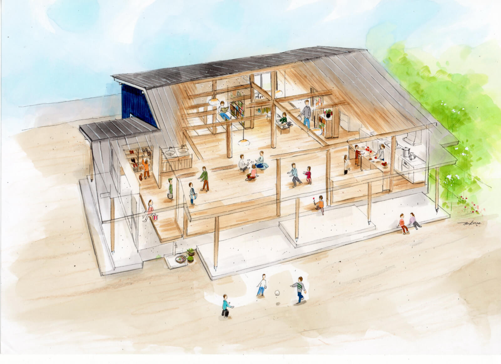 新築完成見学会 木のぬくもりにつつまれた児童クラブ 戸田工務店